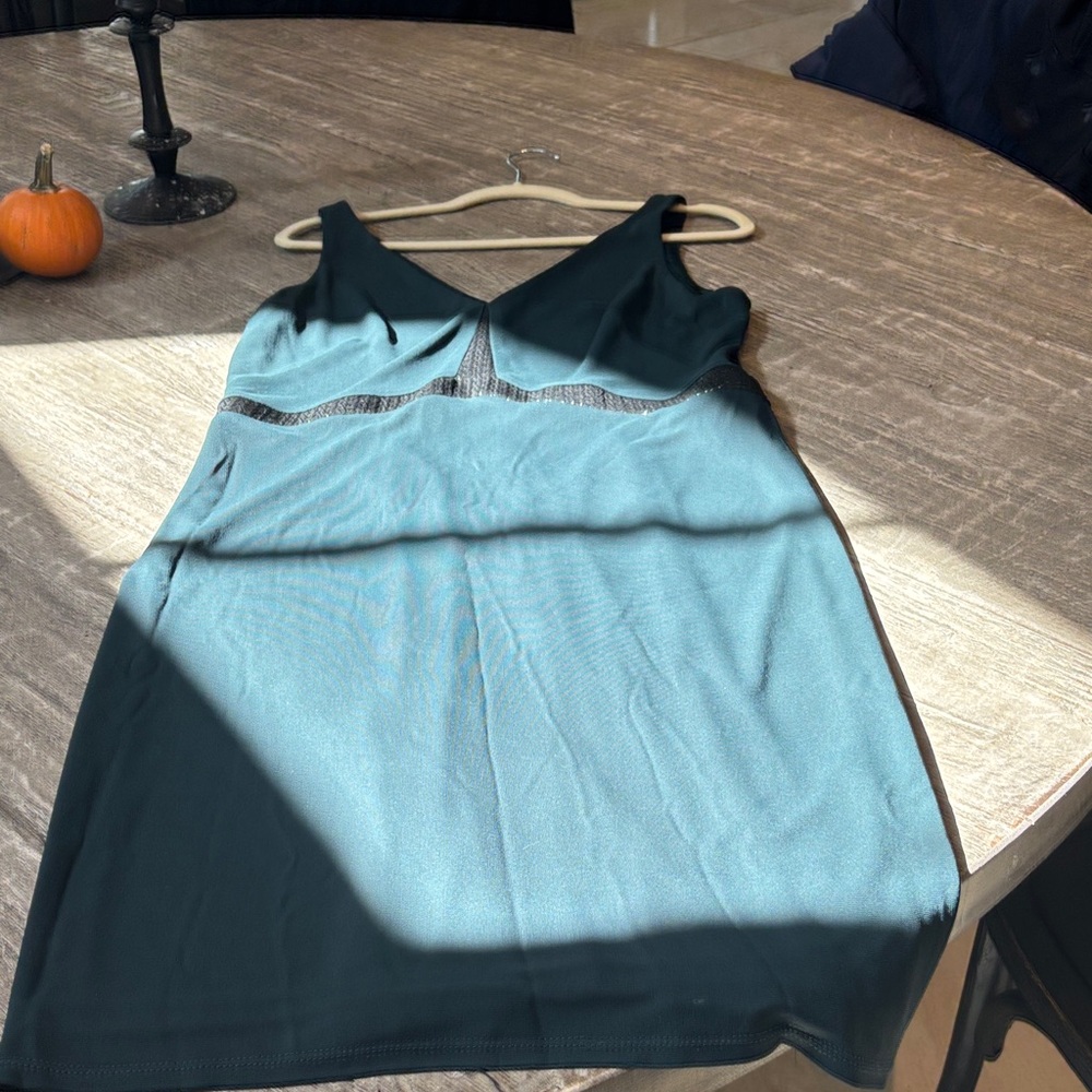 David Meister Teal and Black Dress